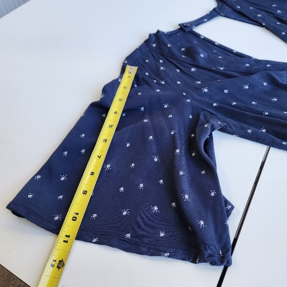 O'NEILL Gabriella Open Back Flutter Sleeve Romper Navy White Geo Print Viscose M - Picture 8 of 16